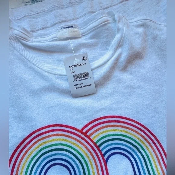 #13 NWT MOTHER Denim The Rowdy Tee  in Double Rainbow - Picture 4 of 4